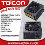 Fonte 600w 80 Plus Auto Box 
